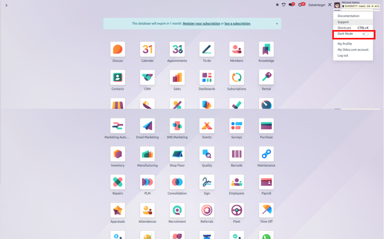 Odoo 17 Dark Mode