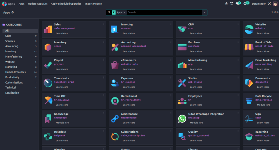 Odoo 17 Dark Mode Apps